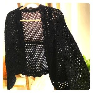 BLACK CROCHET BOHO SWEATER